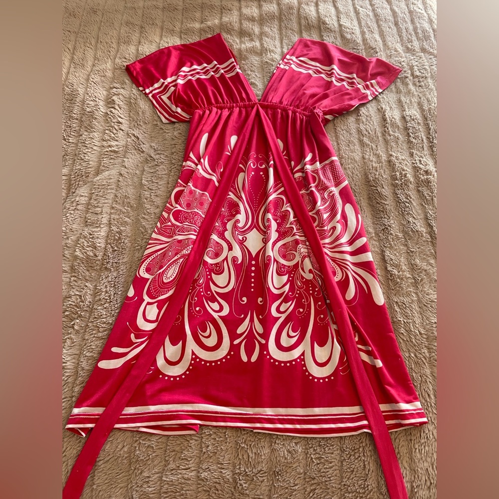 Vintage Hot Pink swim suit cover dress🩷